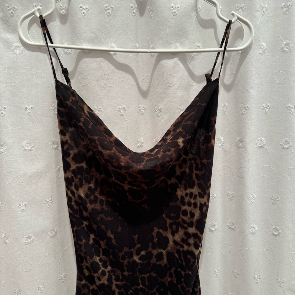 Cheetah print midi dress with slit  size small SOLD ON DEPOP